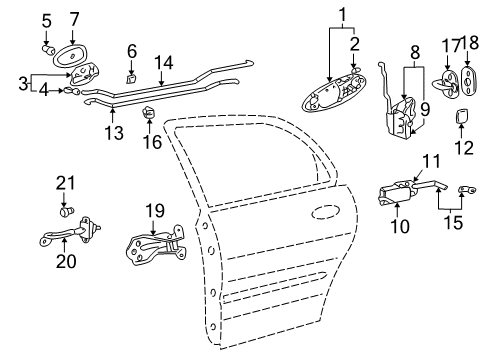 2001 Hyundai XG300 Rear Door Rear Door Safety Lock Rod Assembly, Right Diagram for 81480-39020