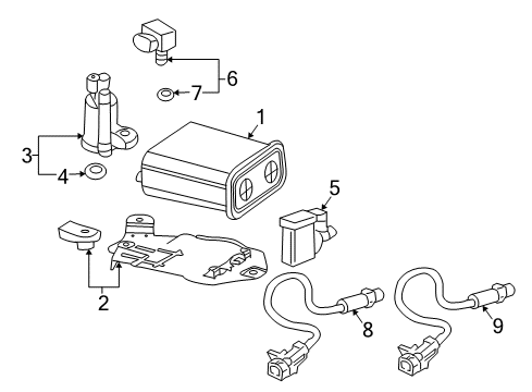 2006 Saab 9-7x Emission Components Front Oxygen Sensor Diagram for 12604913