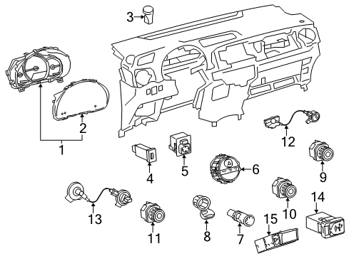 2015 Toyota Yaris Cluster & Switches, Instrument Panel Warning Switch Diagram for 81850-52010