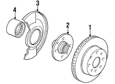 1992 Acura Integra Front Brakes Ring, Front Knuckle Diagram for 44348-SK7-000