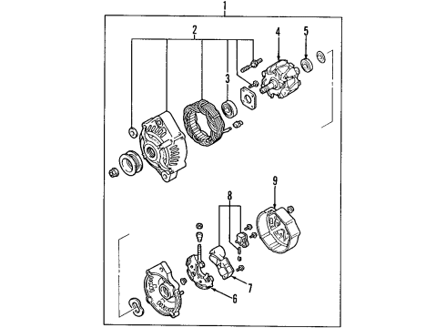 1999 Acura SLX Alternator Bearing Rotor, Generator Diagram for 8-97171-370-0