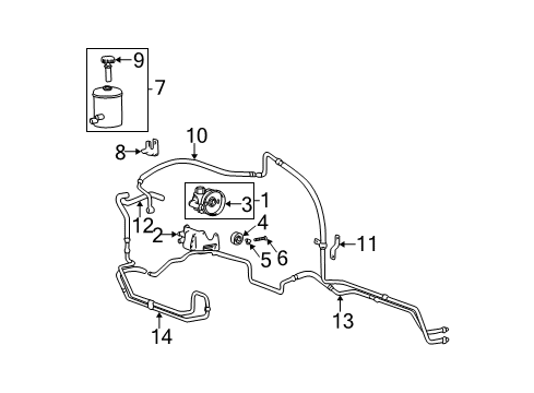 2004 Hyundai Sonata P/S Pump & Hoses, Steering Gear & Linkage Bracket Assembly - Power Steering Oil Pump Diagram for 57209-3A000