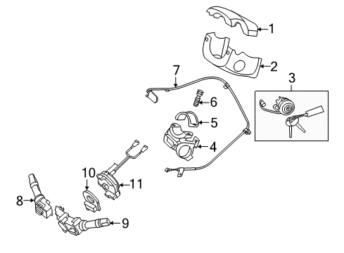 2013 Kia Soul Shroud, Switches & Levers Ignition Lock Cylinder Diagram for 819002KA10