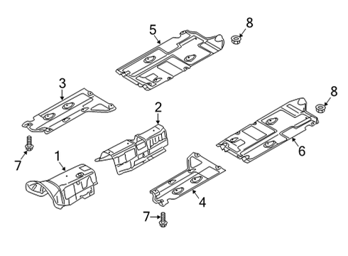 2022 Genesis G90 Under Cover & Splash Shields Insulator-Rear Floor Diagram for 84133-D2000