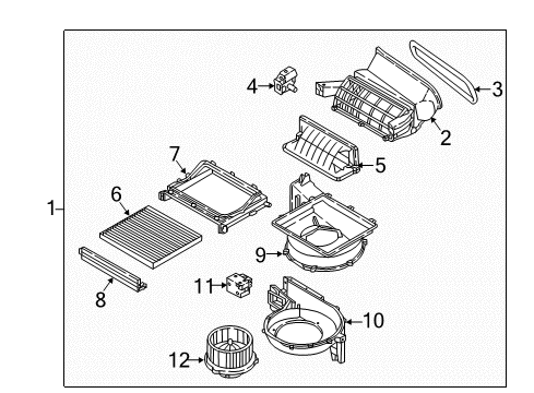 2017 Hyundai Sonata A/C & Heater Control Units Case-Intake Diagram for 97121-C1010