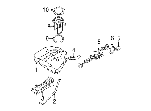2009 Nissan Maxima Fuel Supply Tube Assy-Filler Diagram for 17221-9N00A
