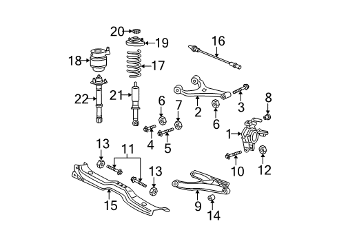 2005 Ford Expedition Rear Suspension Components, Lower Control Arm, Upper Control Arm, Ride Control, Stabilizer Bar Transmission Crossmember Diagram for 2L1Z-6A023-DA