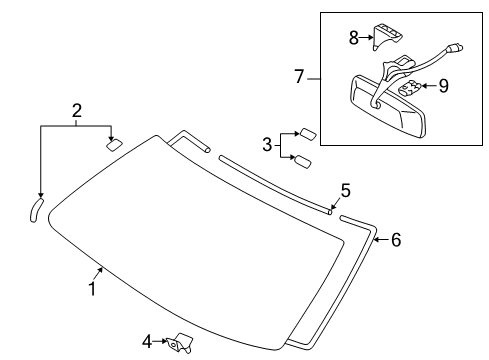 2002 Lexus LS430 Windshield Glass Mirror Assy, Inner Rear View Diagram for 87810-50120-A0