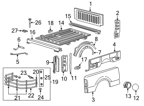 2005 Ford F-150 Front & Side Panels, Floor Side Panel Diagram for 4L3Z-9927840-CA