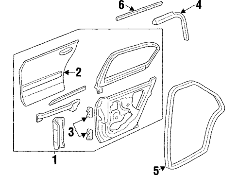 1998 Oldsmobile Cutlass Rear Door Weatherstrip Asm-Rear Side Door Upper Auxiliary Diagram for 22711075
