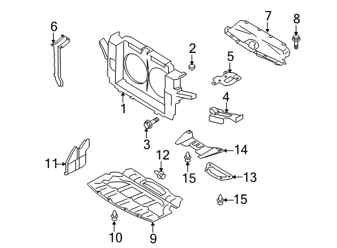 2009 Infiniti EX35 Radiator Support, Splash Shields Bolt Diagram for 01121-07341