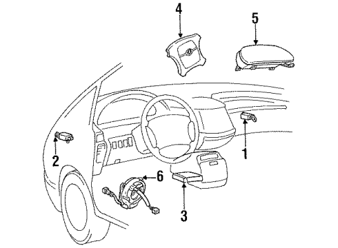 1994 Toyota Previa Air Bag Components Passenger Inflator Module Diagram for 73970-28010-B0