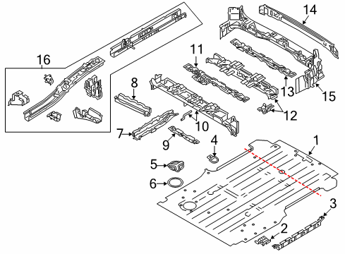 2016 Nissan NV200 Rear Body - Floor & Rails Floor Re Front Diagram for G4512-3LMAC