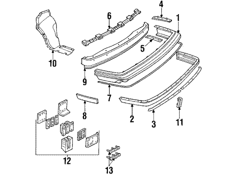 1988 Buick Regal Rear Bumper Shield-Rear Bumper Fascia Splash Diagram for 14102913