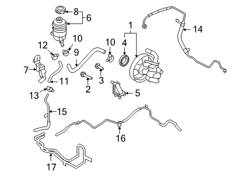 2009 Kia Optima P/S Pump & Hoses, Steering Gear & Linkage Reservoir Assembly-Power Diagram for 571502G000