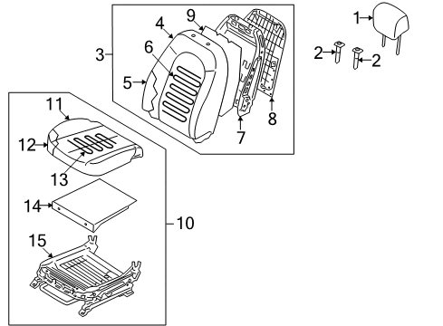 2007 Hyundai Elantra Heated Seats Front Driver Side Seat Cushion Covering Diagram for 88260-2H100-AAN