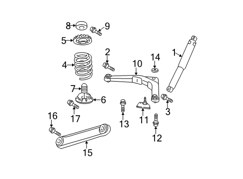 1999 Jeep Grand Cherokee Rear Suspension Components, Lower Control Arm, Upper Control Arm, Stabilizer Bar Rear Control Arm Lower Foam Jounce Bump Stop Pair Rear Left & Right Diagram for 52088352AB