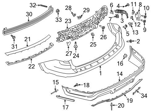 2018 Ford Explorer Rear Bumper Sunvisor Screw Diagram for -W502660-S424