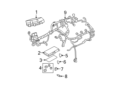 2008 Chevrolet Malibu Fuse & Relay Block Asm-Engine Wiring Harness Junction Diagram for 20822706