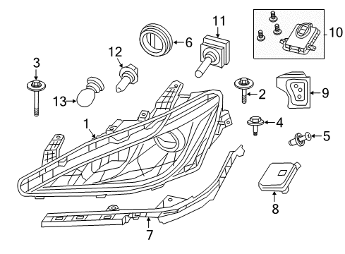 2020 Chrysler Pacifica Headlamps Screw-Tapping HEXAGON Head Diagram for 6511791AA