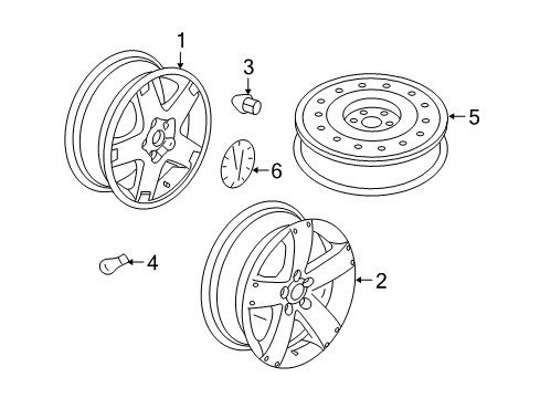 2006 Pontiac Torrent Wheels, Covers & Trim Wheel Rim-16X6.5 Aluminum 46Mm 0Ffset 115.0 Bellcrank *Silver Diagram for 9595779