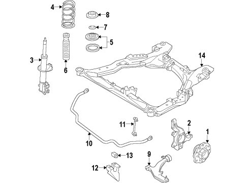 2017 Nissan Quest Front Suspension Components, Lower Control Arm, Stabilizer Bar Bound Bumper Assembly Diagram for 54050-JP00A