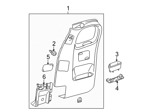 2005 Toyota Tacoma Interior Trim - Rear Door Access Cover Diagram for 62521-04050-B0