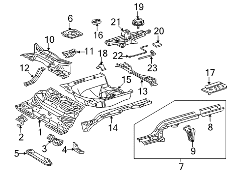 2008 Toyota Yaris Rear Body - Floor & Rails Rear Floor Pan Diagram for 58311-52210