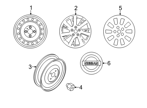 2016 Nissan Sentra Wheels, Covers & Trim Spare Tire Wheel Assembly Diagram for 40300-9AN0A