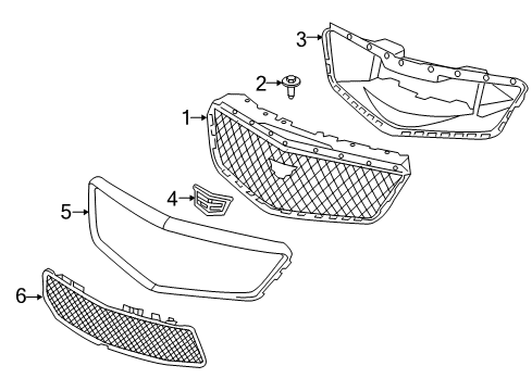 2017 Cadillac CTS Grille & Components Upper Grille Baffle Diagram for 84019333