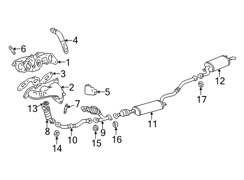 2000 Lexus RX300 Exhaust Components Front Exhaust Pipe Assembly No.2 Diagram for 17450-20072