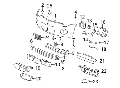 2006 Pontiac Solstice Front Bumper Bumper Cover Diagram for 89025064