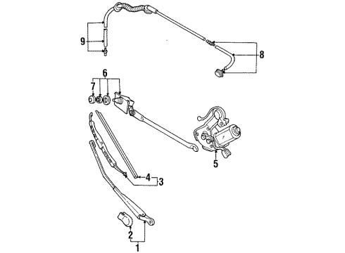 1995 Geo Metro Rear Wipers Blade, Rear Window Wiper Diagram for 91175067