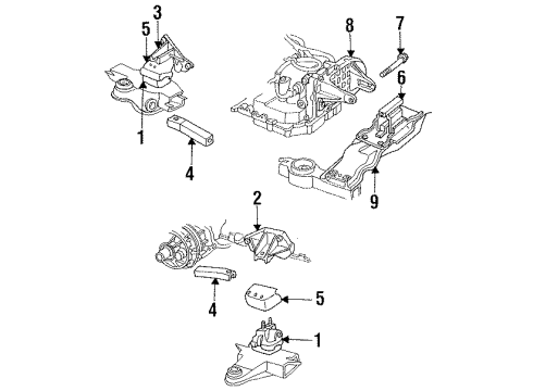 1997 Dodge Intrepid Engine & Trans Mounting INSULATOR-Transmission Mount Diagram for 4663228AB