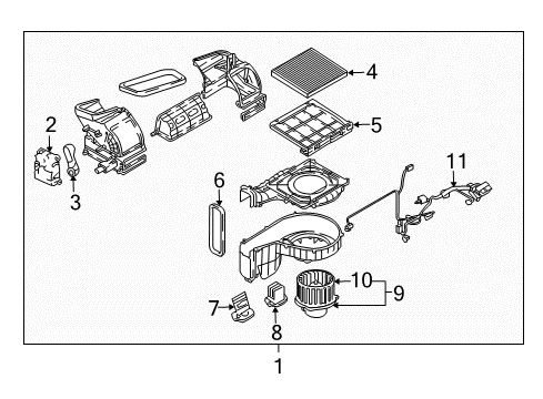 2008 Hyundai Tucson Blower Motor & Fan Blower Unit Diagram for 97207-2E102