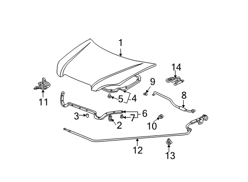 2005 Honda CR-V Hood & Components Wire Assembly, Hood (Ivory) Diagram for 74130-S9A-A01ZD