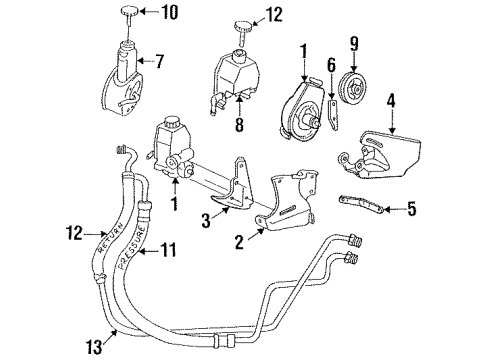 1989 Plymouth Acclaim P/S Pump & Hoses, Steering Gear & Linkage Reservoir Pkg Power Steering PUM Diagram for 4470169
