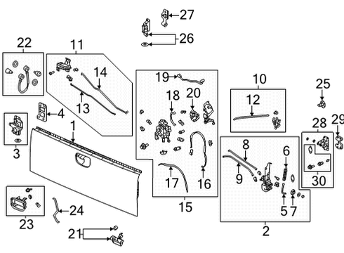 2020 Honda Ridgeline Tail Gate TAILGATE COMP(DOT) Diagram for 68100-T6Z-A91ZZ