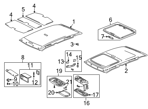 2001 Lexus IS300 Interior Trim - Roof Lamp Assy, Map Diagram for 81260-32090-A2