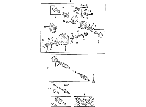 Diagram for 2003 Lexus RX300 Rear Axle, Axle Shafts & Joints, Differential, Propeller Shaft 