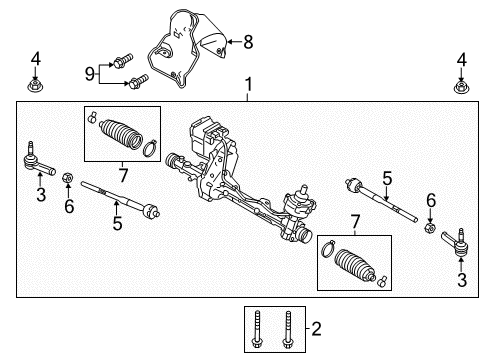 2014 Ford Special Service Police Sedan Steering Column & Wheel, Steering Gear & Linkage Gear Assembly Diagram for EG1Z-3504-L