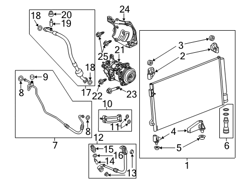 2016 Chevrolet Silverado 3500 HD A/C Condenser, Compressor & Lines Condenser Upper Bracket Diagram for 23474386