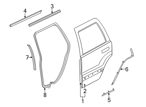 2003 Jeep Liberty Rear Door WEATHERSTRIP-Full Door To Body Diagram for 5JD42WL5AE