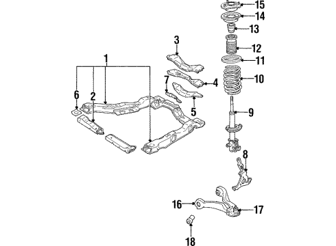 1987 Oldsmobile Cutlass Cruiser Front Suspension Components, Lower Control Arm, Stabilizer Bar Bushing Asm-Front Lower Control Arm Diagram for 14039483