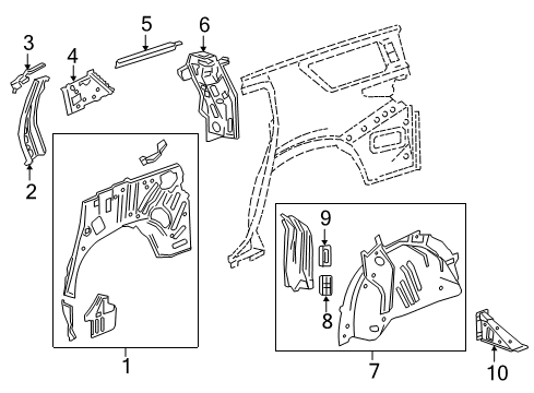 2020 Chevrolet Traverse Inner Structure - Quarter Panel Inner Wheelhouse Diagram for 84757462