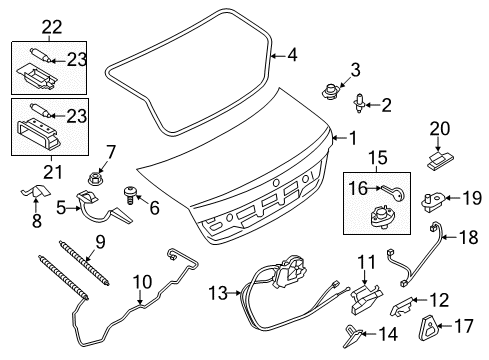 2014 BMW 740Li Trunk Lid Light, Rear Lid Diagram for 63319185401