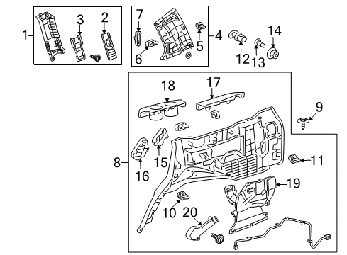 2016 Lexus LX570 Interior Trim - Quarter Panels Anchor Plate Diagram for 73034-60010-B2
