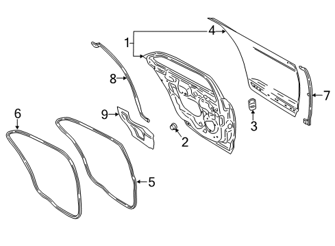 2019 Lincoln Continental Rear Door Rear Weatherstrip Diagram for GD9Z-5428124-B