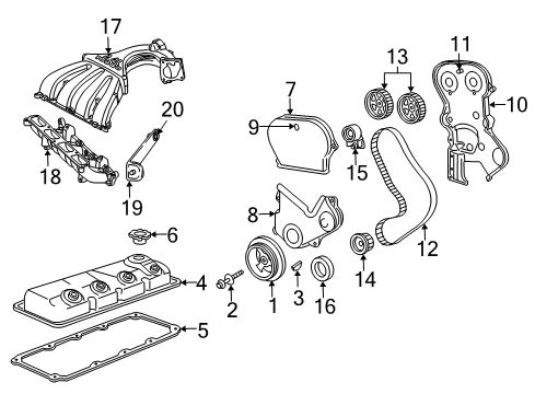 2004 Dodge Neon Engine Parts, Mounts, Cylinder Head & Valves, Camshaft & Timing, Oil Pan, Oil Pump, Balance Shafts, Crankshaft & Bearings, Pistons, Rings & Bearings Bolt-HEXAGON FLANGE Head Diagram for 6500399