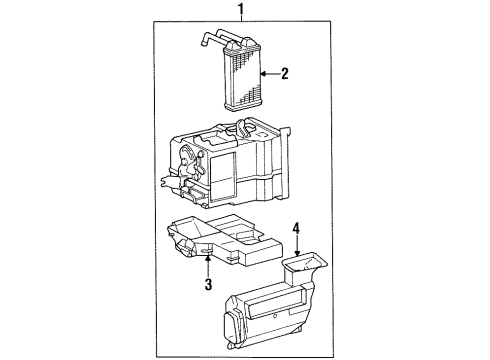 1996 Toyota Paseo Heater Core & Control Valve Heater Assembly Diagram for 87150-16590